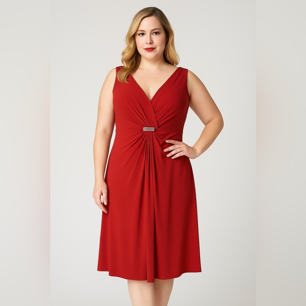 NWOT Lauren Ralph Lauren matte jersey jewel feature dress, Ruby red, Size 10